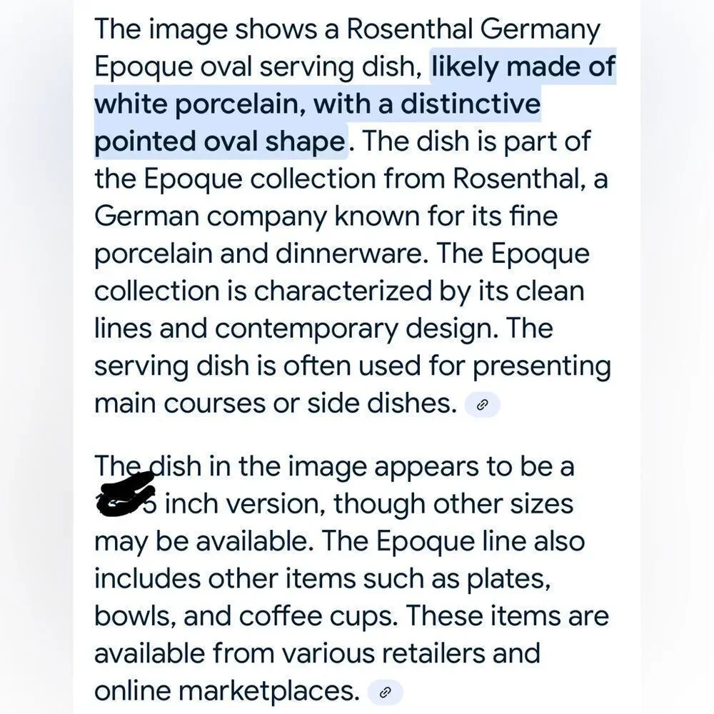 Rosenthal White Porcelain Modern Oval Serve Ware Dish Germany Epoque One Dish
